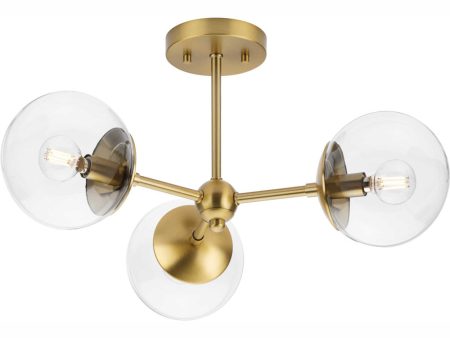 Atwell 3-Light Mid-Century Modern Semi-Flush Mount Brushed Bronze For Cheap