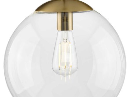 Atwell 12-inch Clear Glass Globe Large Hanging Pendant Light Brushed Bronze For Cheap