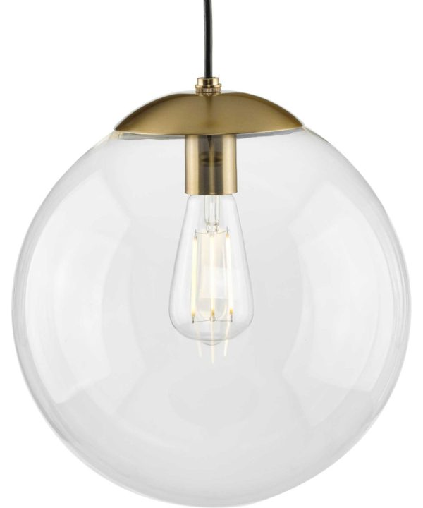 Atwell 12-inch Clear Glass Globe Large Hanging Pendant Light Brushed Bronze For Cheap