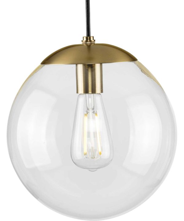 Atwell 10-inch Clear Glass Globe Medium Hanging Pendant Light Brushed Bronze on Sale