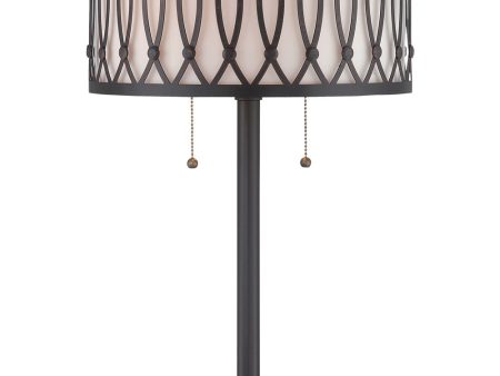 Tacey 2-Light Table Lamp D. Bronze Inner White Fabric Shade Online Sale