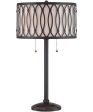 Tacey 2-Light Table Lamp D. Bronze Inner White Fabric Shade Online Sale