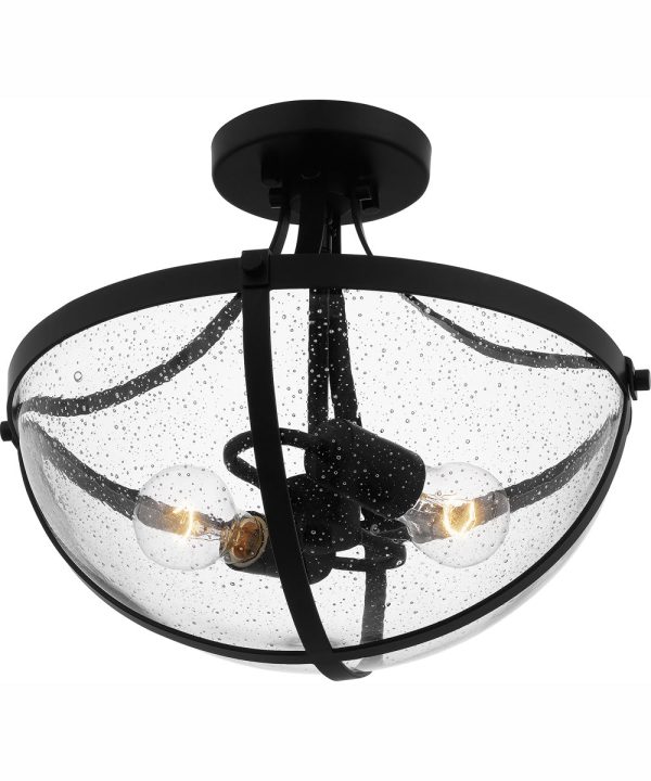 Antebellum Medium 2-light Semi Flush Mount Matte Black Fashion