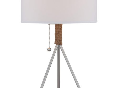 Trixie 1-Light Table Lamp Silv Rope Wrapped Deco. Linen Shade For Cheap