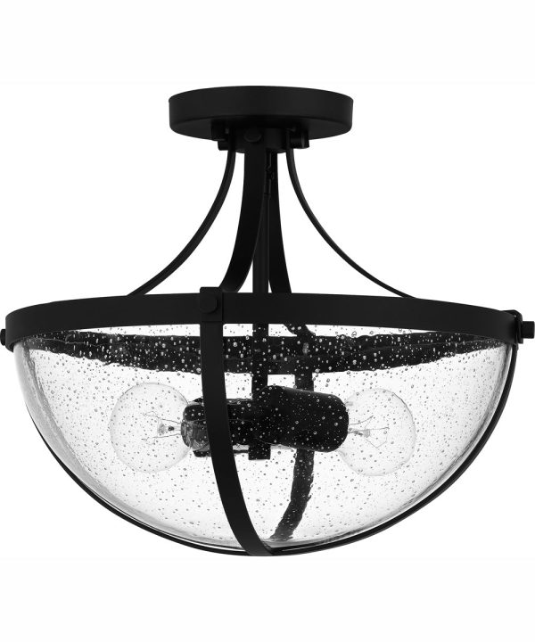 Antebellum Medium 2-light Semi Flush Mount Matte Black Fashion