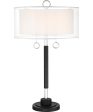 Umbra 2-Light Table Lamp Chrome Black Double Shades Hot on Sale