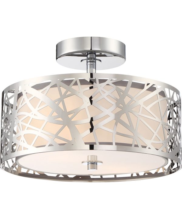 Abode Small 2-light Semi Flush Mount Polished Chrome Fashion