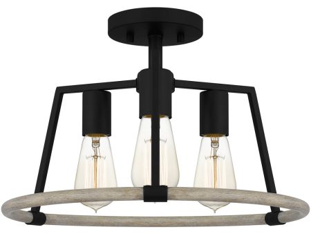 Tippet 3-light Semi Flush Mount Matte Black on Sale