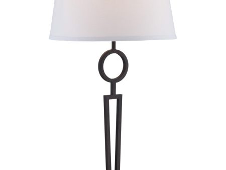 Tiona 1-Light Table Lamp Dark Bronze White Fabric Shade Online