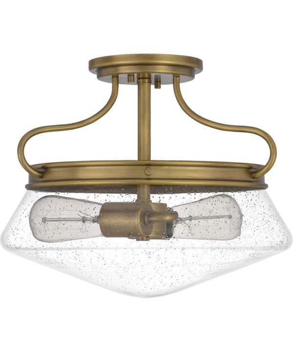 Tucker 2-light Semi Flush Mount Weathered Brass on Sale