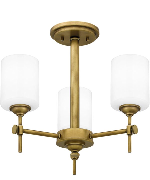 Aria 3-light Semi Flush Mount Weathered Brass Sale