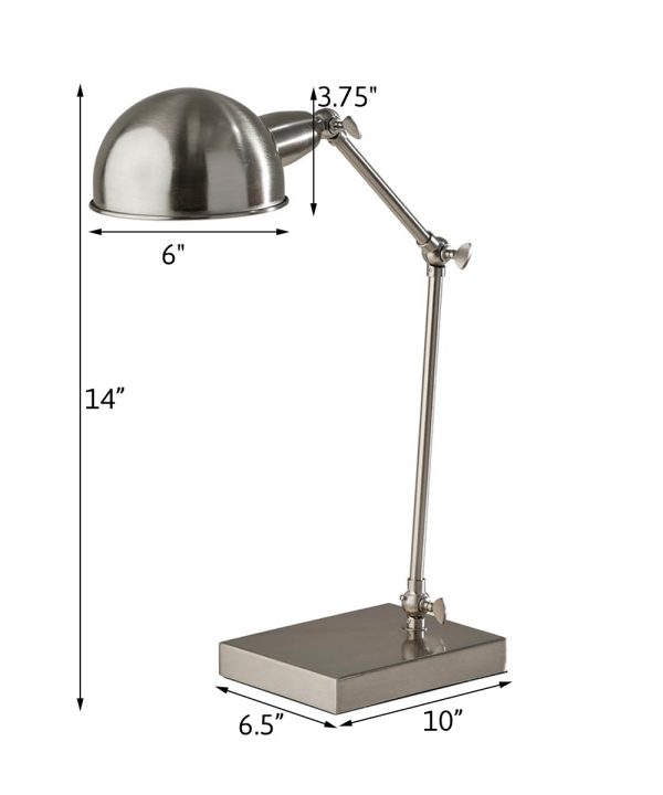 Adesso 21 H Swing Arm LED Desk Lamp Brushed Steel Metal Finish Sale