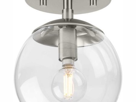 Atwell 1-Light Mid-Century Modern Semi-Flush Mount Brushed Nickel For Sale