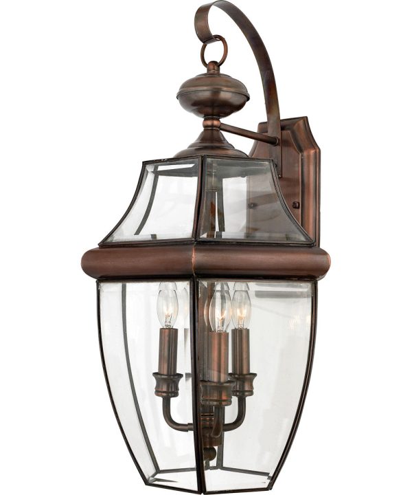 Newbury Large 3-light Outdoor Wall Light Aged Copper Hot on Sale