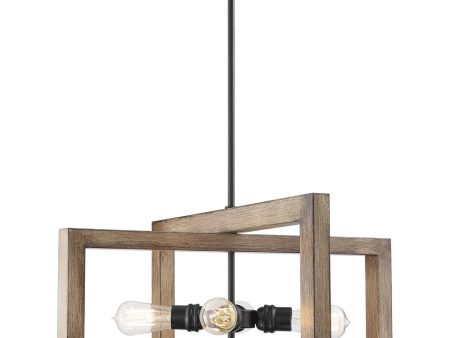 Beacon 4-Light Pendant Black   Honey Wood Discount