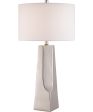 Tyrell 1-Light Table Lamp Silver Ceramichrome  White Fabric Shade Sale