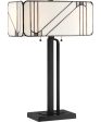 Tulani 2-Light Table Lamp Ant. Black Tiffany Glass Shade Discount