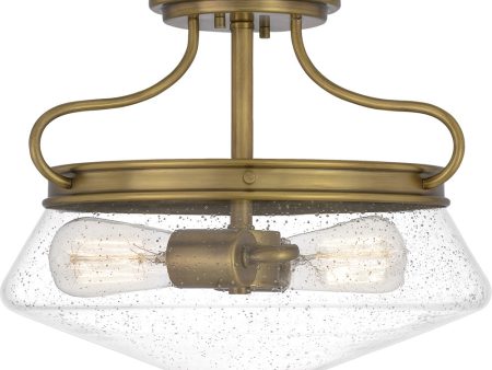 Tucker 2-light Semi Flush Mount Weathered Brass on Sale