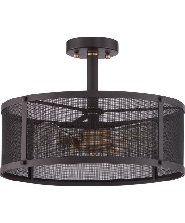 Union Station Large 3-light Semi Flush Mount Western Bronze Supply