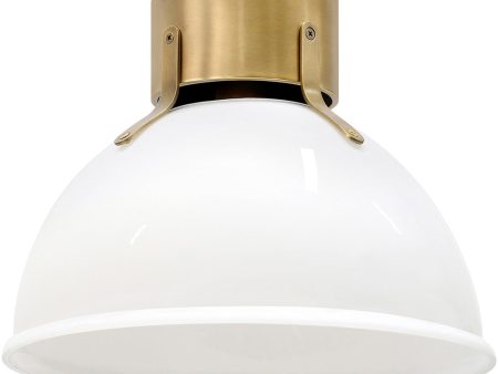 Argo 1-Light Small Flush Mount in Heritage Brass with Cased Opal Glass For Cheap