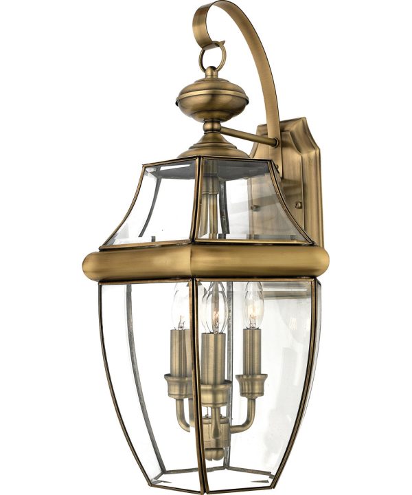 Newbury Large 3-light Outdoor Wall Light Antique Brass Online now