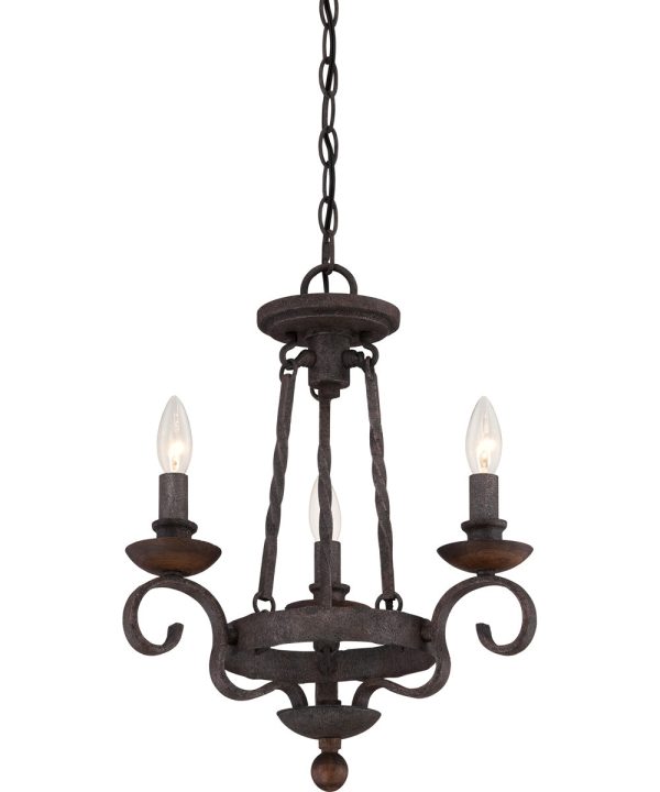 Noble 3-light Chandelier Rustic Black Discount