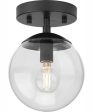 Atwell 1-Light Mid-Century Modern Semi-Flush Mount Matte Black For Sale