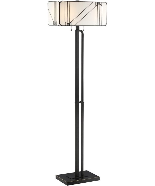 Tulani 2-Light Floor Lamp Ant. Black Tiffany Glass Shade Online Sale