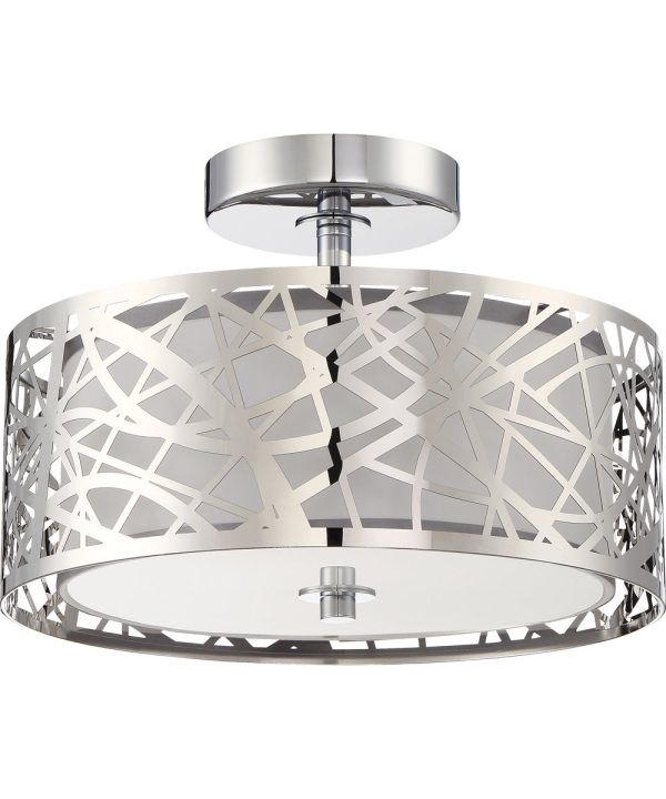 Abode Small 2-light Semi Flush Mount Polished Chrome Fashion