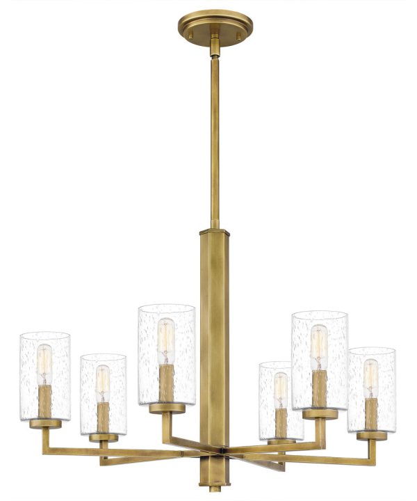 Sunburst 6-light Chandelier Weathered Brass For Cheap