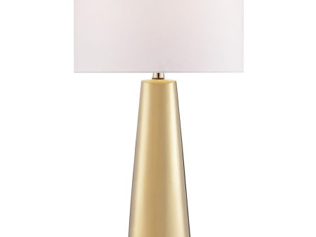 Tyrone 1-Light Table Lamp L.Gold Ceramichrome  White Fabric Shade Fashion