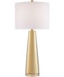 Tyrone 1-Light Table Lamp L.Gold Ceramichrome  White Fabric Shade Fashion