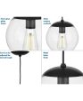 Atwell 12-inch Clear Glass Globe Large Hanging Pendant Light Matte Black Online Sale