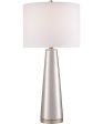 Tyrone 1-Light Table Lamp Silver Ceramichrome  White Fabric Shade For Discount