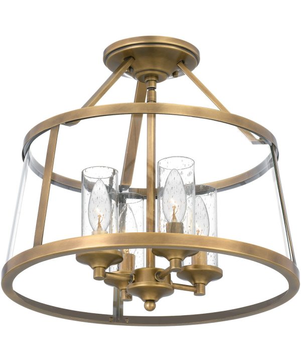 Barlow 4-light Semi Flush Mount Weathered Brass For Discount