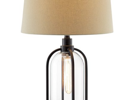 Anton 2-Light Table Lamp W Night Light Black Fabric Shade Sale