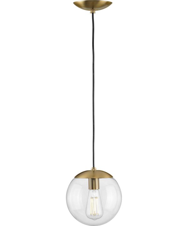 Atwell 8-inch Clear Glass Globe Small Hanging Pendant Light Brushed Bronze Online Sale