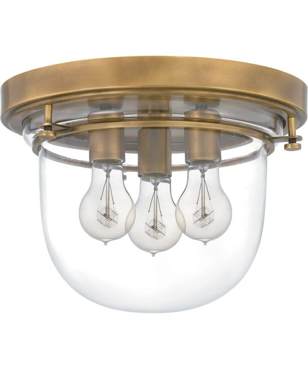 Whistling 3-light Flush Mount Weathered Brass For Sale