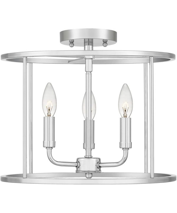 Abner 3-light Semi Flush Mount Polished Chrome Fashion