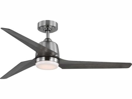 Upshur 52  Transitional Indoor Outdoor Ceiling Fan with LED Light Kit Brushed Nickel For Sale