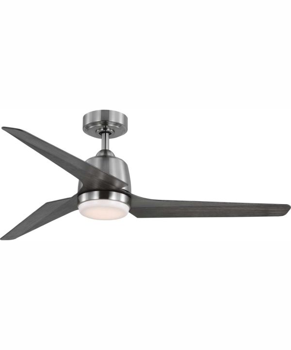 Upshur 52  Transitional Indoor Outdoor Ceiling Fan with LED Light Kit Brushed Nickel For Sale