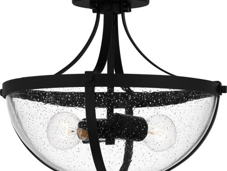 Antebellum Medium 2-light Semi Flush Mount Matte Black Fashion