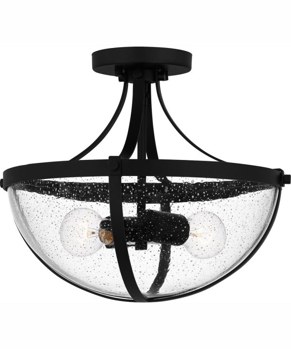 Antebellum Medium 2-light Semi Flush Mount Matte Black Fashion