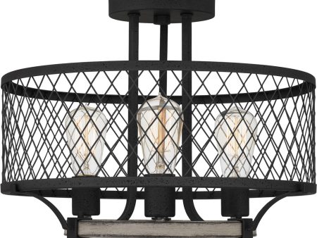 Benton 3-light Semi Flush Mount Distressed Iron on Sale