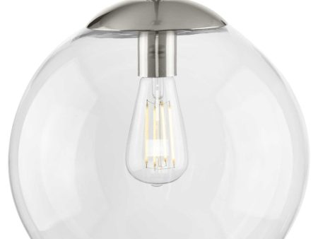 Atwell 12-inch Clear Glass Globe Large Hanging Pendant Light Brushed Nickel Sale