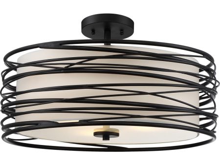 Spiral 3-light Semi Flush Mount Mystic Black For Cheap