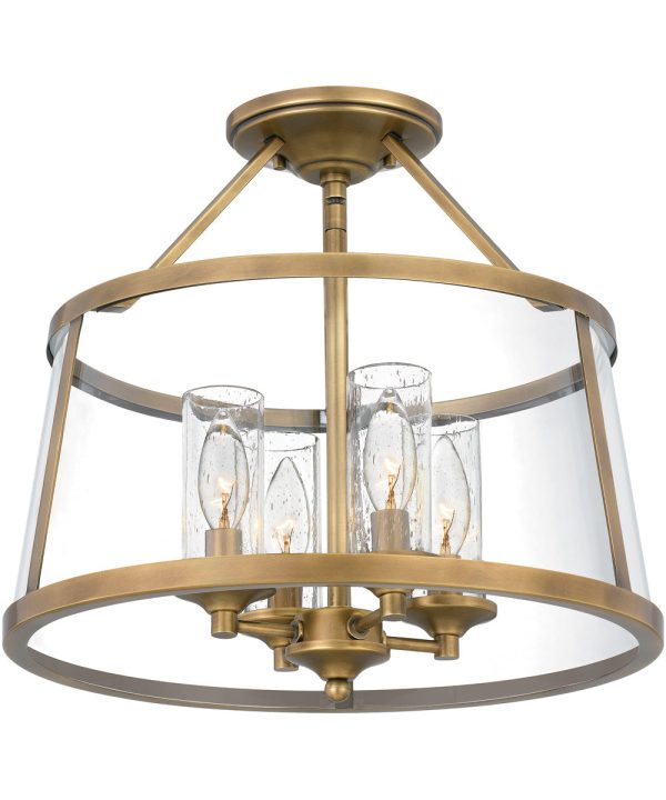 Barlow 4-light Semi Flush Mount Weathered Brass For Discount