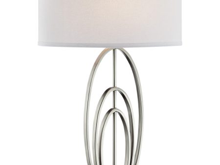 Bailee 1-Light Table Lamp Brush Nickel White Fabric Shade Online now