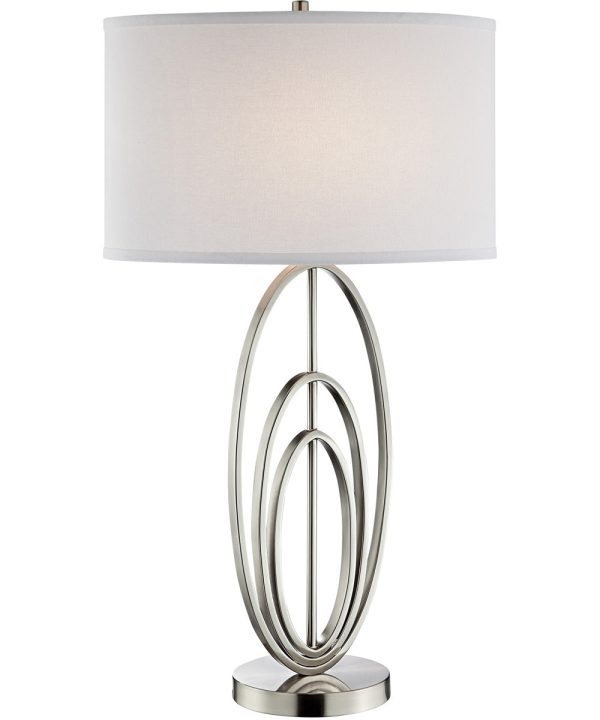 Bailee 1-Light Table Lamp Brush Nickel White Fabric Shade Online now