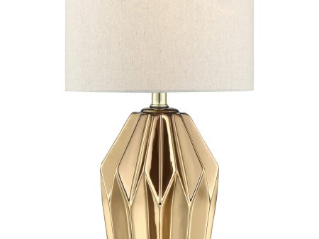 Surrey 1-Light Table Lamp Gold Ceremic Body Fabric Shade Discount